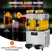 VEVOR Máquina de Granizados Comercial Maquina para frappe 24L/6.4Gal Dos Tazones 100 Tazas Margarita Smoothie Frozen Drink Maker Máquina de Margarita