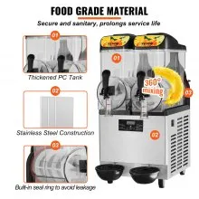 VEVOR Máquina de Granizados Comercial Maquina para frappe 24L/6.4Gal Dos Tazones 100 Tazas Margarita Smoothie Frozen Drink Maker Máquina de Margarita