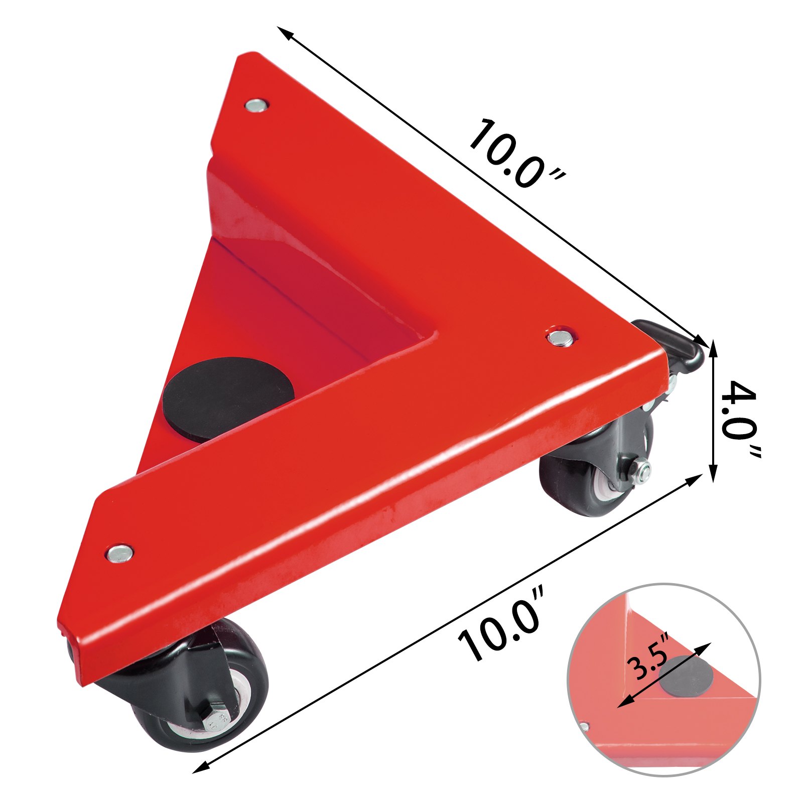 Furniture Dolly Corner Moving Dolly 1380Lbs Gabinete de escritorio Carro móvil 4-Pack Rojo