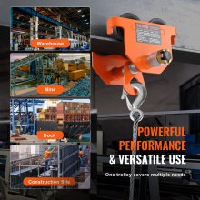 VEVOR Carro manual, capacidad de carga de 11000 lbs/5 toneladas, carro de viga de empuje con ruedas dobles, ajustable para ancho de brida de viga en I de 4.5" a 8", polipasto de garaje de acero de aleación resistente para viga en I curva recta