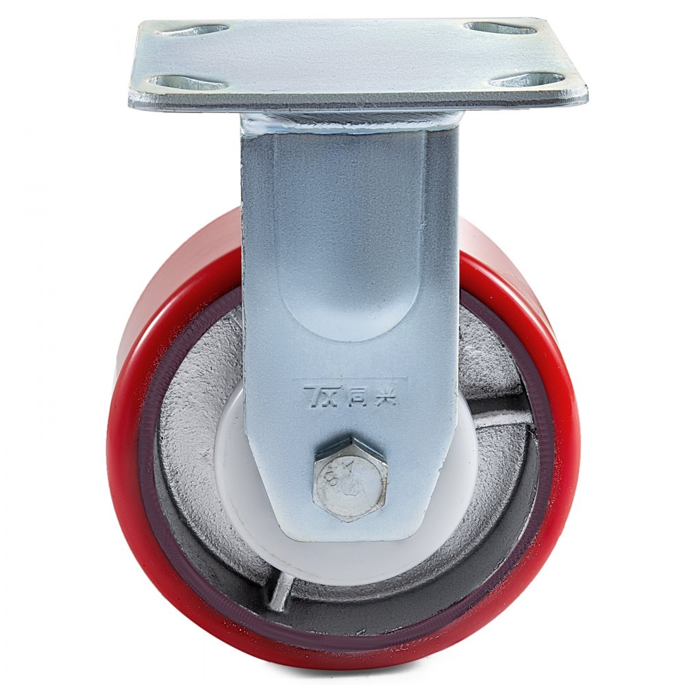 Rueda giratoria VEVOR roja y plateada con placa de montaje de metal.