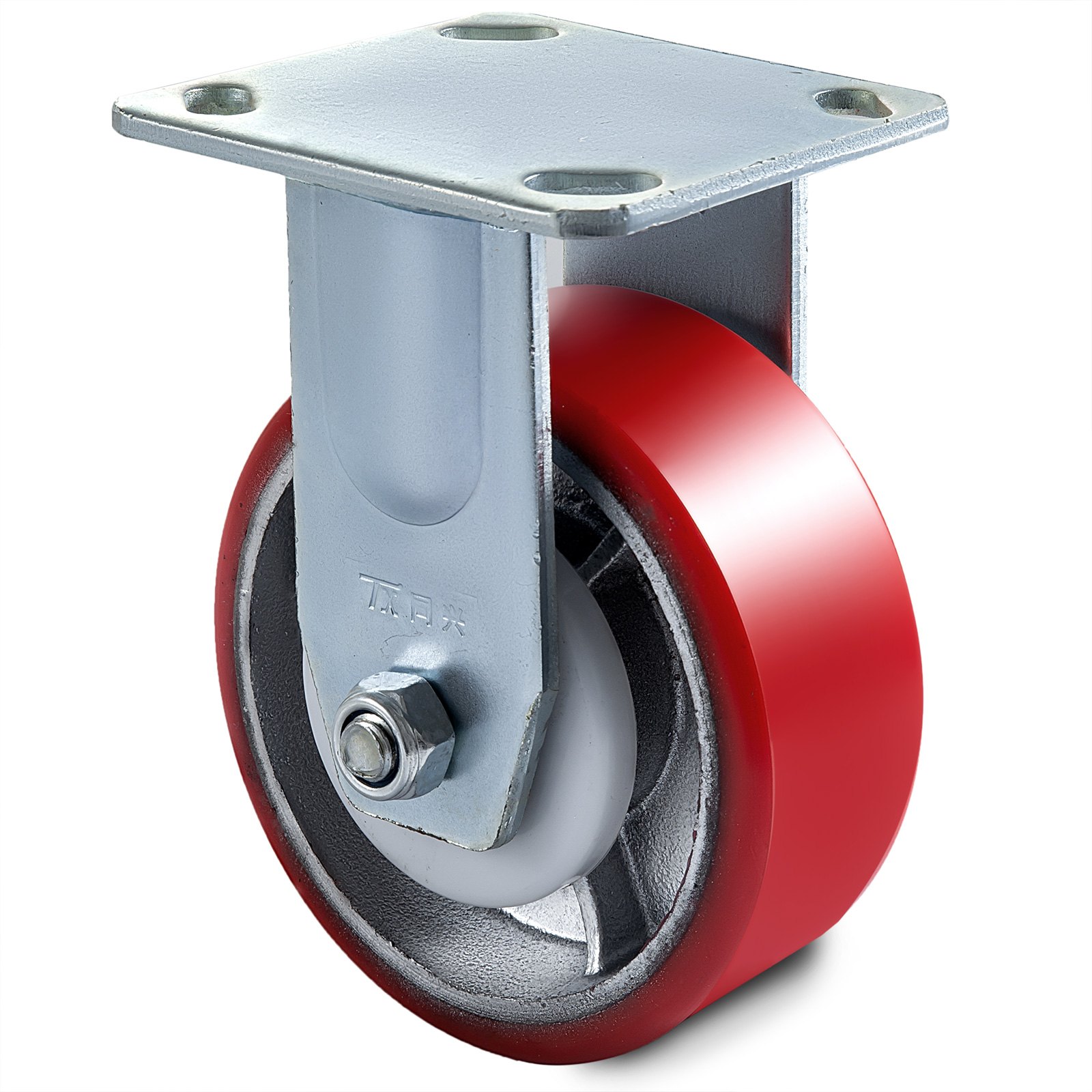 Rueda giratoria VEVOR roja y gris con placa de montaje.