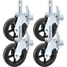 VEVOR - Juego de 4 ruedas giratorias para andamios de 8 x 2 pulgadas con ruedas giratorias de goma de doble bloqueo, ruedas resistentes de 360 grados, capacidad de 1100 libras por rueda