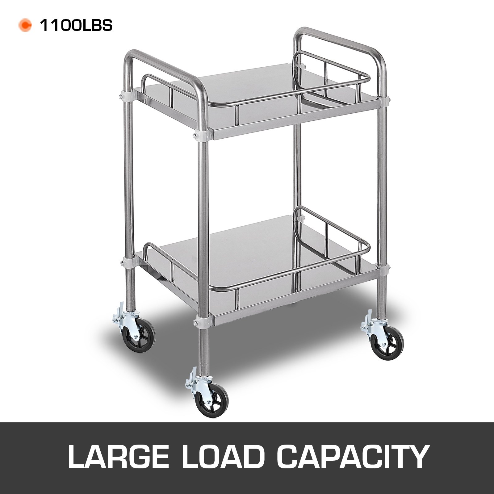Carro de acero de dos niveles con ruedas giratorias para andamios VEVOR, gran capacidad de carga de 1100 lb.