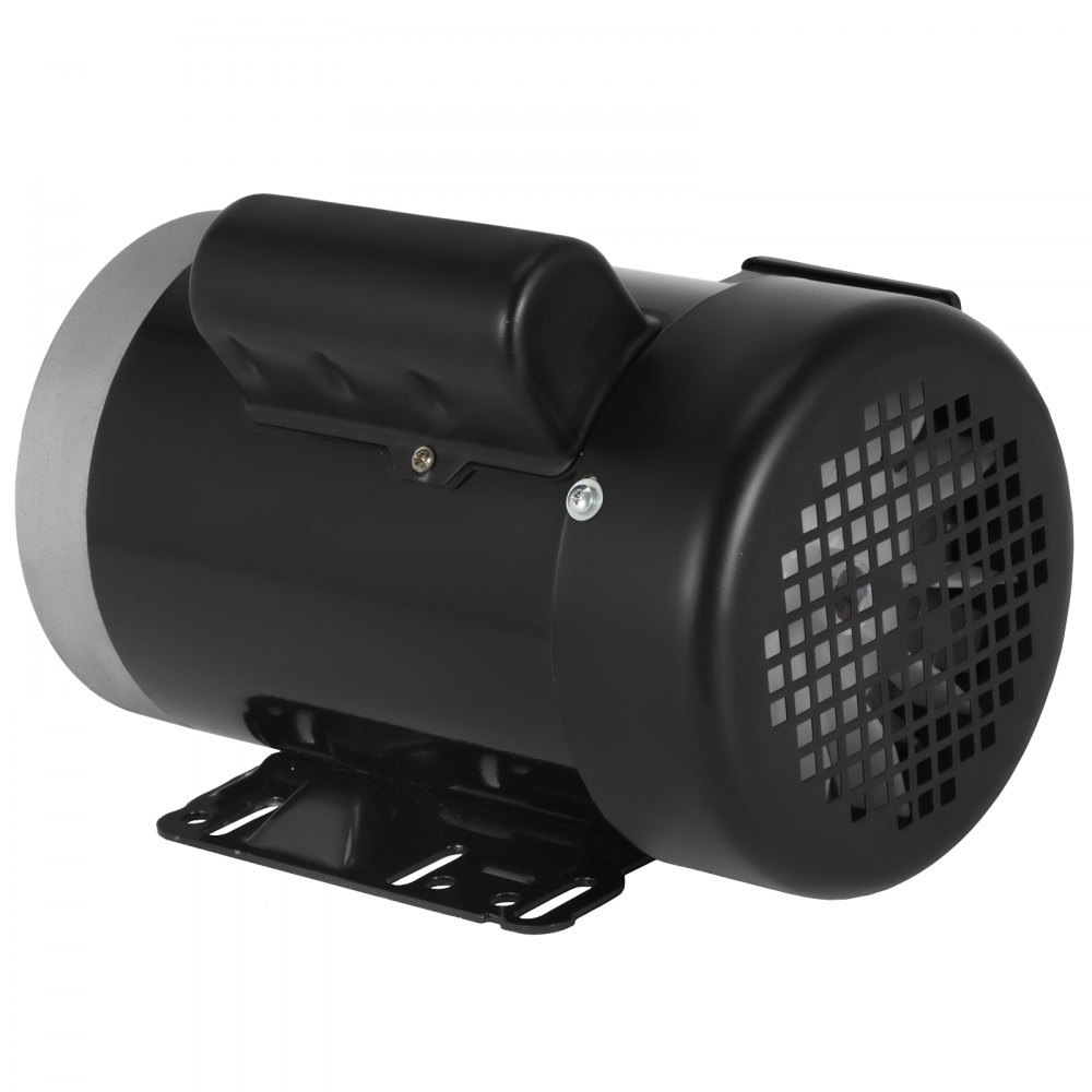 Motor eléctrico VEVOR negro con rejilla de ventilación y base de metal.