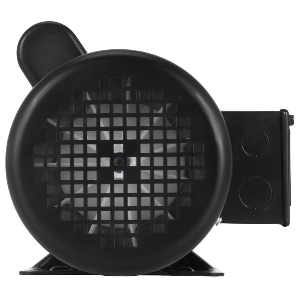 Motor eléctrico VEVOR negro con rejilla de ventilación cuadrada y bordes redondeados.