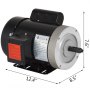 Motor eléctrico VEVOR, 12,4&quot; de largo, 8,5&quot; de ancho, 7,6&quot; de alto, negro con caja de control.