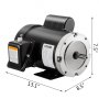 Motor eléctrico VEVOR, negro con dimensiones 13,1&quot; x 8,5&quot; x 7,5&quot;.