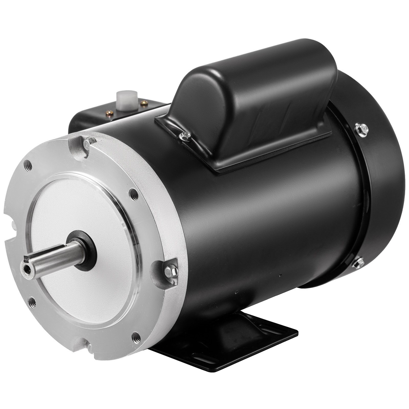 Motor eléctrico VEVOR negro con diseño cilíndrico y carcasa metálica.