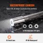 Cámara de alcantarillado impermeable de alta definición con 12 luces LED ajustables, lente de 0,9 pulgadas y clasificación de impermeabilidad IP68.