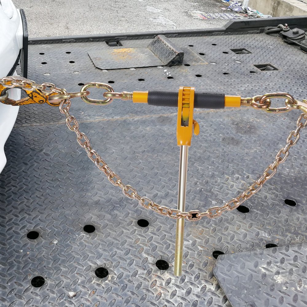 Tensor de cadena con trinquete VEVOR, tensor de carga resistente de 5/16" a 3/8", con ganchos G80, límite de carga seguro de 7100 lb, mango antideslizante que ahorra mano de obra, tensor de cadena de amarre para remolque de plataforma, 4 piezas