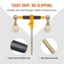 VEVOR Carpeta de cadena con trinquete, Carpetas de carga de alta resistencia de 5/16"-3/8", con ganchos G80 Límite de carga seguro de 7,100 libras, Mango antideslizante que ahorra mano de obra, Carpetas de cadena de transporte de amarre para remolque de camión de plataforma, 4 P