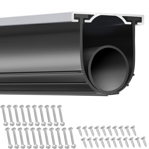 VEVOR Juntas para puerta de garaje de goma inferior, forma de U + junta tórica combinada para puerta de garaje, burlete con kit de retenedor de riel de aluminio preperforado, extremos en T de 5/16 pulgadas y ancho de 3 3/4 pulgadas (16 pies, negro)