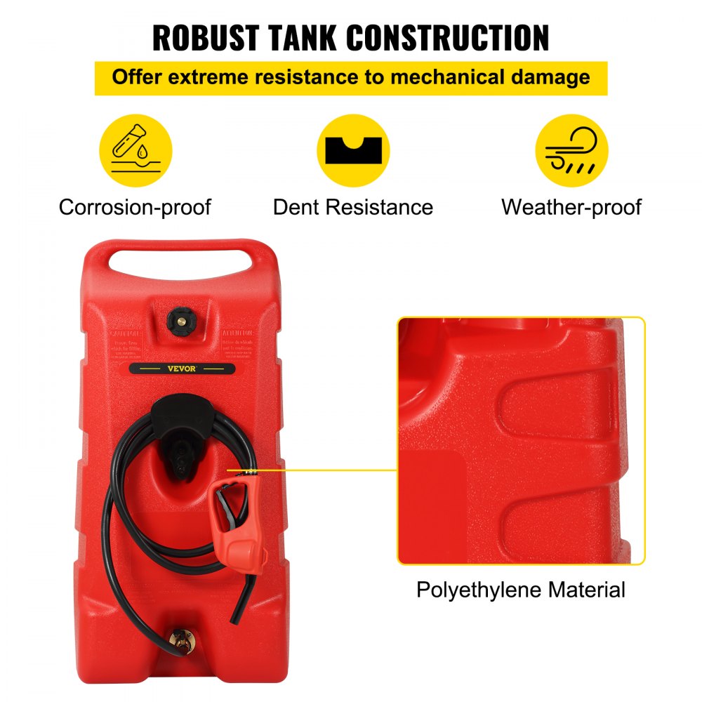 VEVOR Fuel Caddy, 25 galones, tanque de almacenamiento de gas sobre ruedas, con bomba de sifón y manguera de 9.8 pies de largo, contenedor de combustible diésel de gasolina para automóviles, cortadoras de césped, vehículos todo terreno, barcos, más, rojo