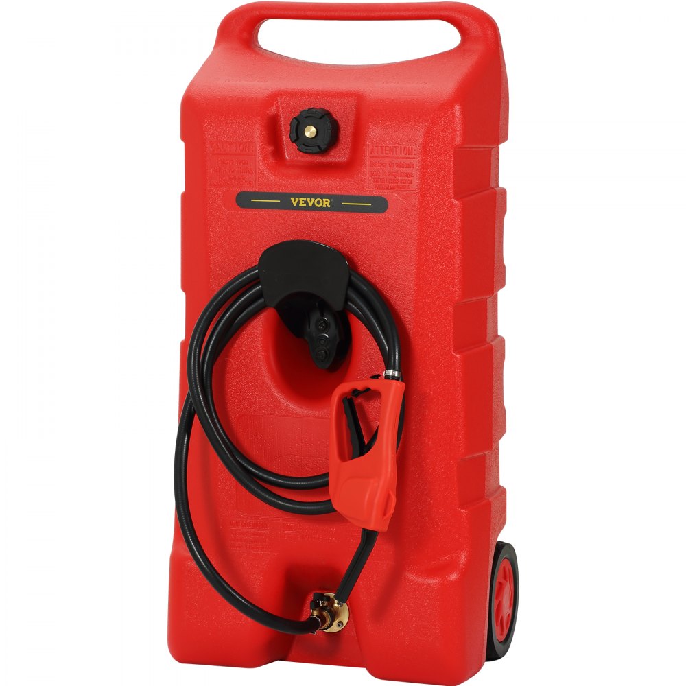 VEVOR Fuel Caddy, 25 galones, tanque de almacenamiento de gas sobre ruedas, con bomba de sifón y manguera de 9.8 pies de largo, contenedor de combustible diésel de gasolina para automóviles, cortadoras de césped, vehículos todo terreno, barcos, más, rojo