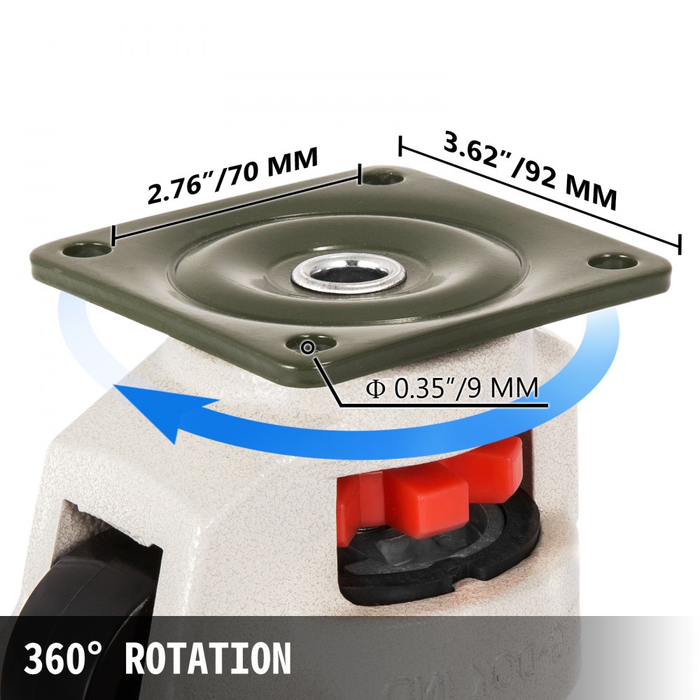 VEVOR Ruedas de nivelación de servicio pesado, vástago de ruedas de nivelación, juego de 4, 2.5 ", ruedas de nivelación retráctiles para banco de trabajo, capacidad de carga máxima de 4400 lb, ruedas giratorias de 360 grados para equipos industriales