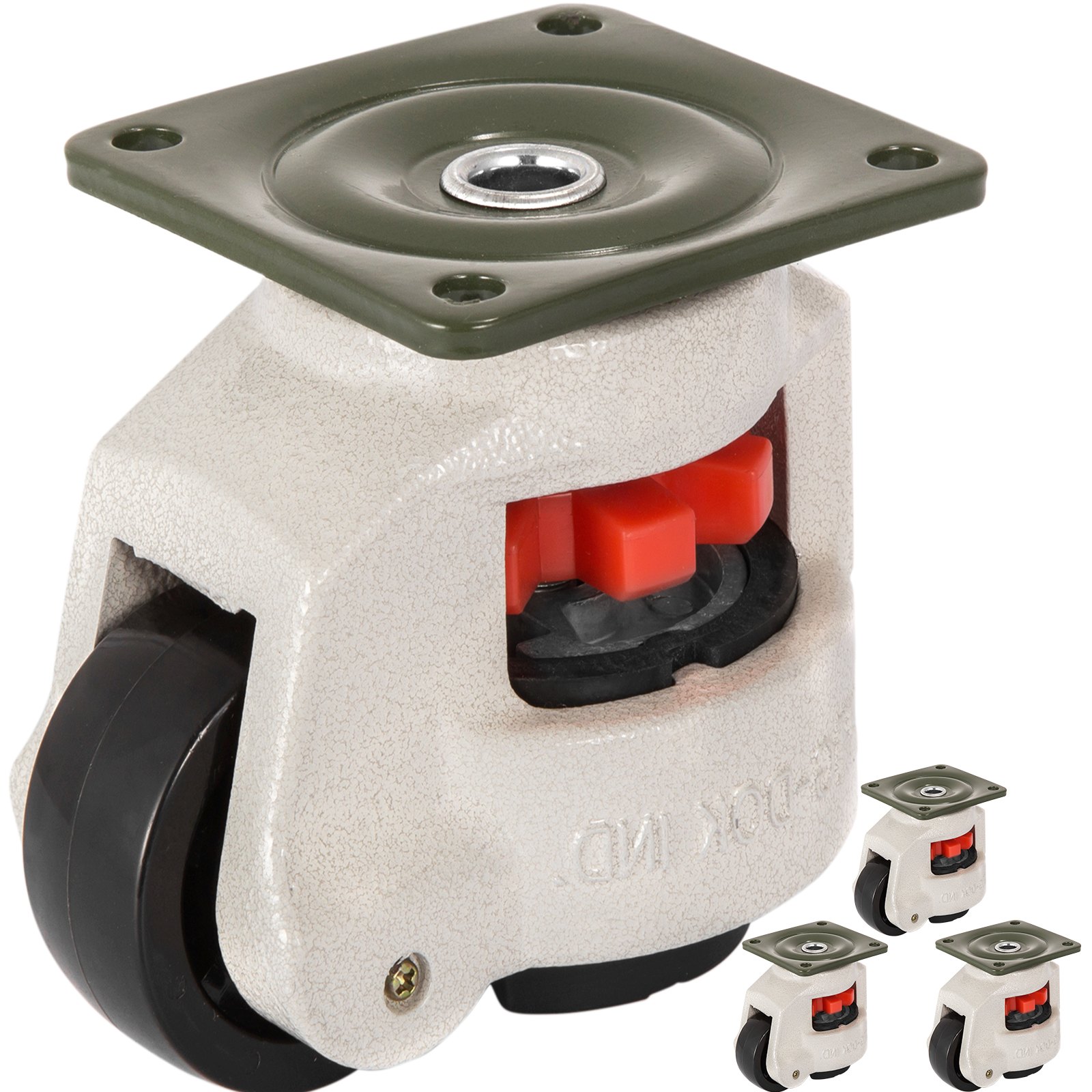 VEVOR Ruedas de nivelación de servicio pesado, vástago de ruedas de nivelación, juego de 4, 2.5 ", ruedas de nivelación retráctiles para banco de trabajo, capacidad de carga máxima de 4400 lb, ruedas giratorias de 360 grados para equipos industriales