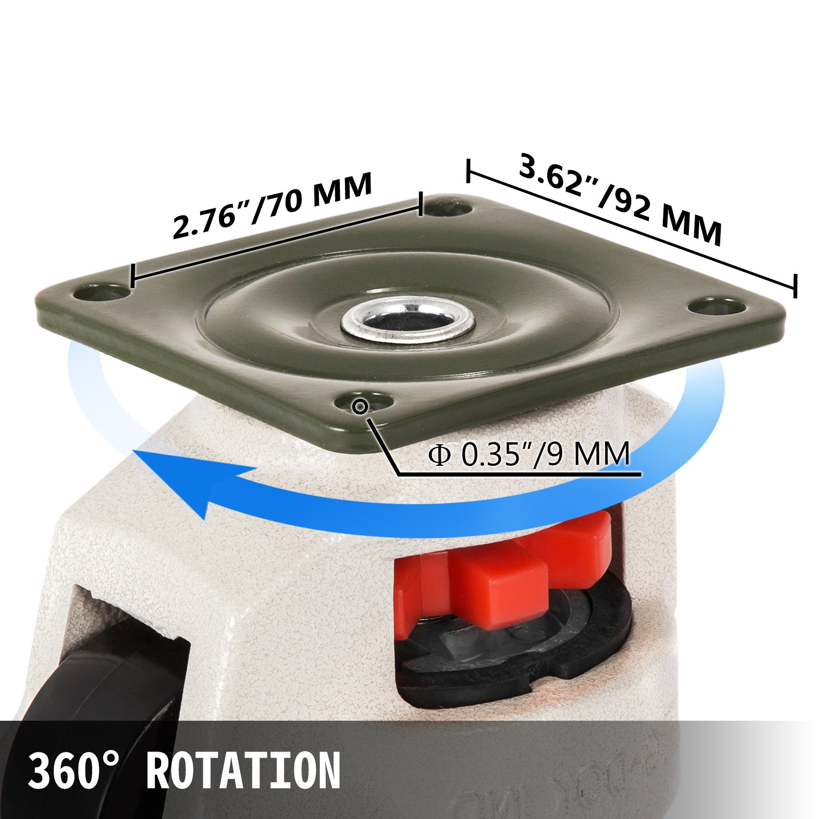 VEVOR Ruedas de nivelación de servicio pesado, vástago de ruedas de nivelación, juego de 4, 2.5 ", ruedas de nivelación retráctiles para banco de trabajo, capacidad de carga máxima de 4400 lb, ruedas giratorias de 360 grados para equipos industriales
