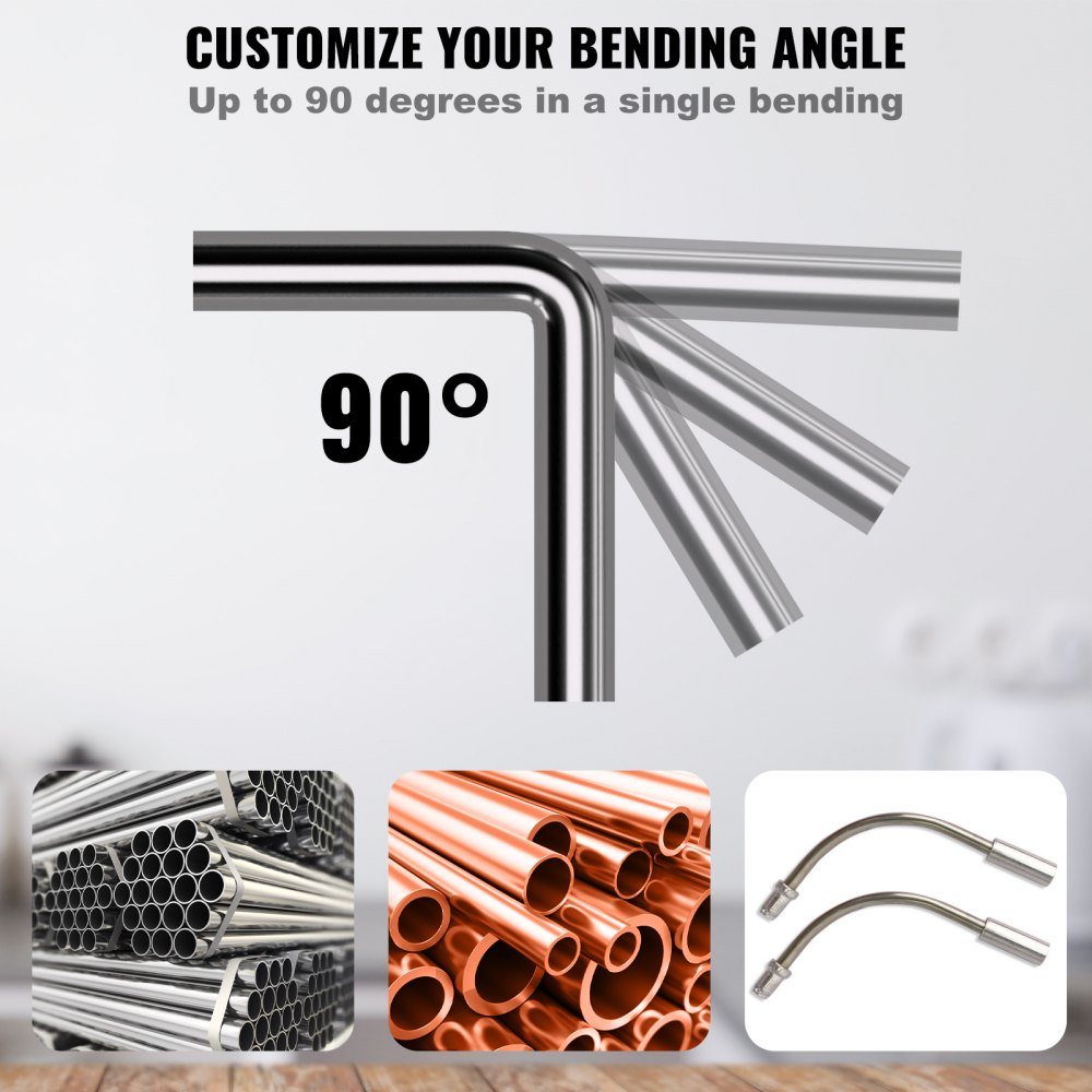 Dobladora de tubos VEVOR, con trinquete de 1/4" a 7/8" de diámetro exterior, herramientas para doblar tubos de 90° hacia adelante/atrás con 7 matrices y cortador de tubos para reparación de sistemas de climatización, aire acondicionado y refrigeradores.
