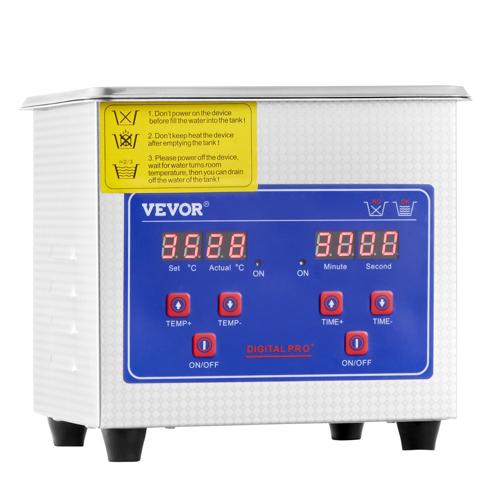 Limpiador ultrasónico profesional VEVOR, limpiador ultrasónico de joyería de 0,3 L con temporizador digital y calentador, limpiador sónico industrial de acero inoxidable de 40 kHz para gafas, relojes, anillos y piezas pequeñas.