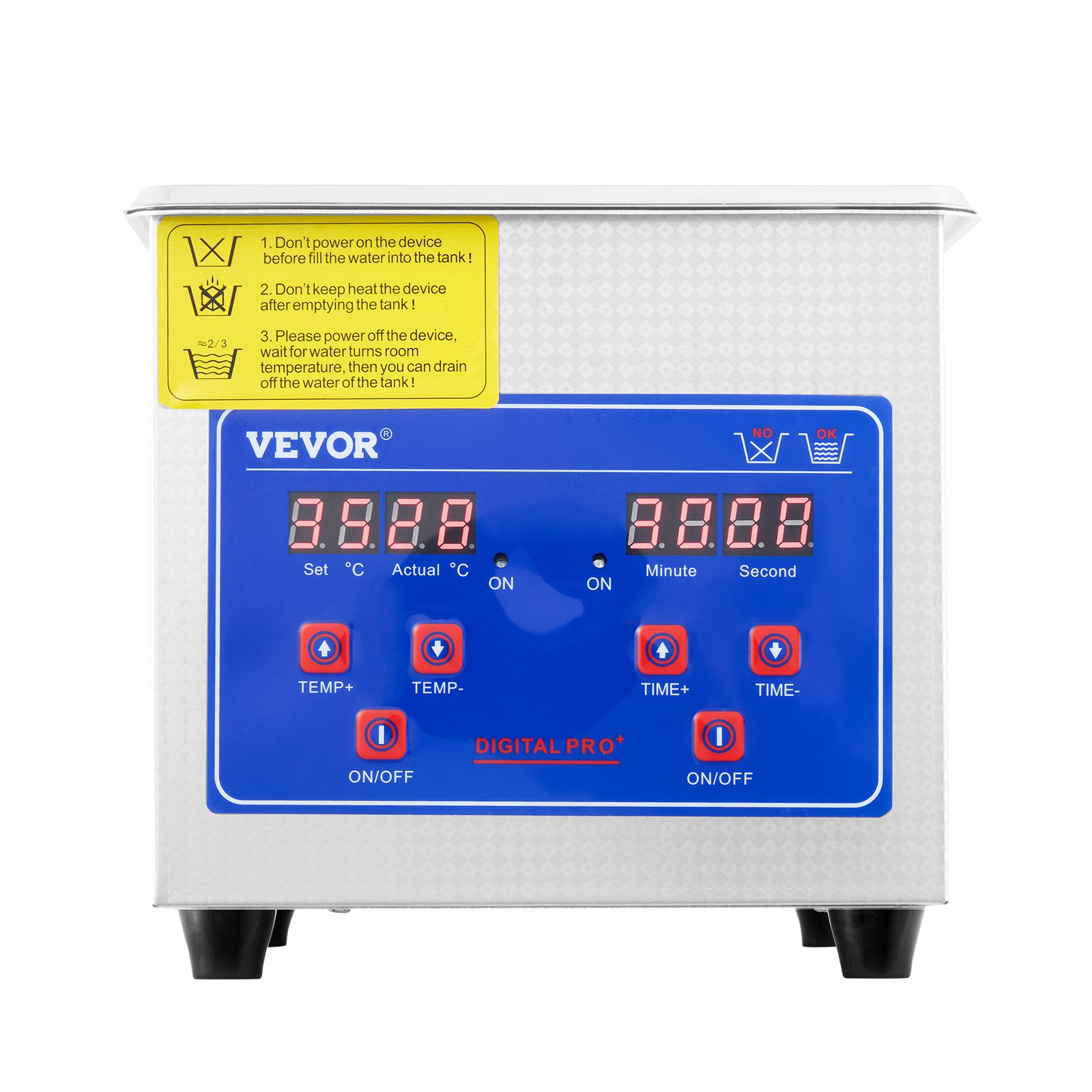 Limpiador ultrasónico profesional VEVOR, limpiador ultrasónico de joyería de 0,3 L con temporizador digital y calentador, limpiador sónico industrial de acero inoxidable de 40 kHz para gafas, relojes, anillos y piezas pequeñas.