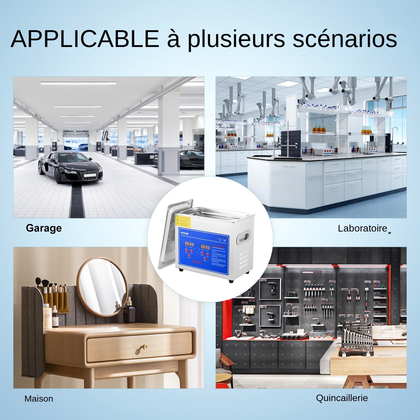 Limpiador ultrasónico profesional VEVOR, limpiador ultrasónico de joyas de 2,85 L con temporizador digital y calentador, limpiador sónico industrial de acero inoxidable de 40 kHz para gafas, relojes, anillos y piezas pequeñas.