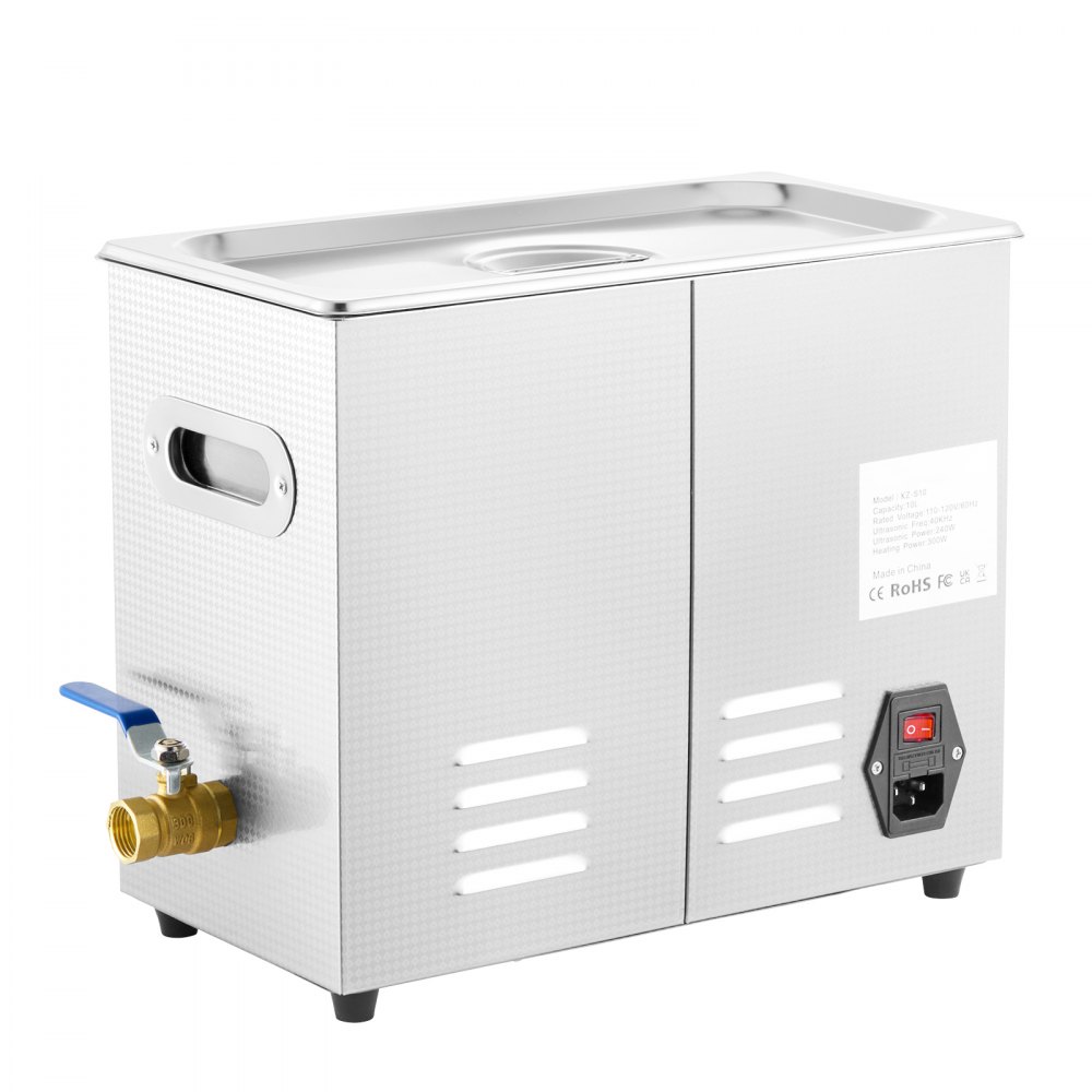 VEVOR Limpiador sónico con temporizador digital y calentador, limpiador profesional de joyas ultrasónico, máquina de limpieza de acero inoxidable con calefacción para gafas, relojes, anillos, piezas pequeñas y placas de circuito (6 l)