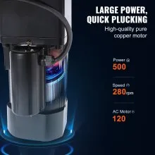 VEVOR Máquina desplumadora de pollos, desplumadora de plumas con tambor de acero inoxidable de 20 pulgadas, equipo de desplumado con 108 dedos suaves, recolección simple de desechos, desplumado de ave
