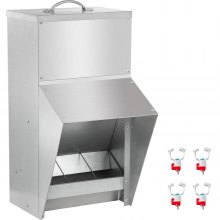 Comedero de aves de corral galvanizado VEVOR con capacidad para 25 libras de comederos de pollo de alimentación sin residuos 12.9x8.3x18.9in comedero de pollo colgante con tapa resistente a la intemperie dispensador de alimentos para pato al aire libre