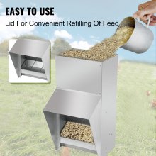 Comedero de aves de corral galvanizado VEVOR con capacidad para 25 libras de comederos de pollo de alimentación sin residuos 12.9x8.3x18.9in comedero de pollo colgante con tapa resistente a la intemperie dispensador de alimentos para pato al aire libre