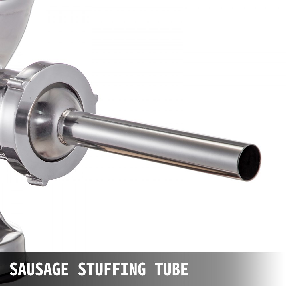 Accesorio de tubo para embutir salchichas para picadora de carne VEVOR con acabado en acero inoxidable.