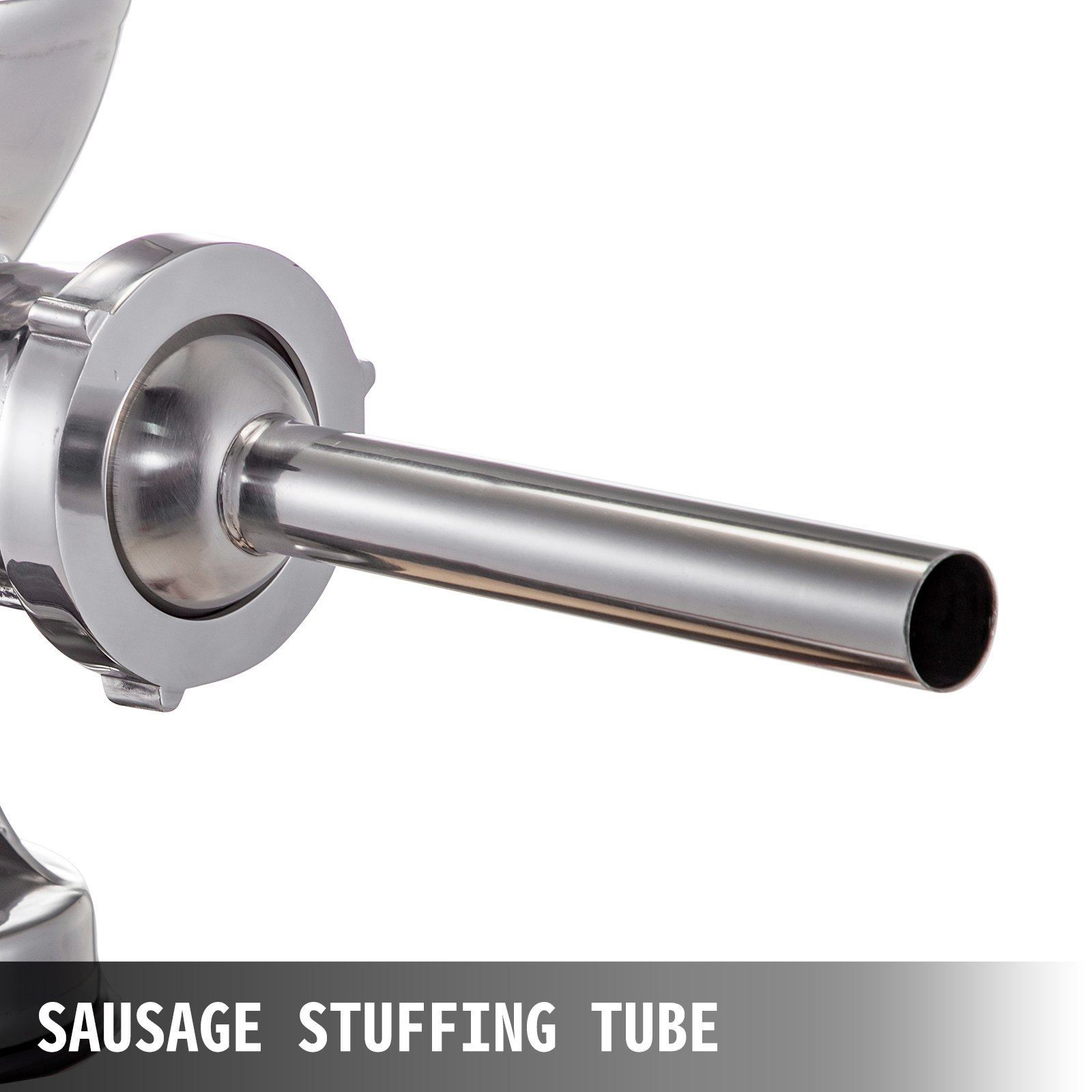 Accesorio de tubo para embutir salchichas para picadora de carne VEVOR con acabado en acero inoxidable.