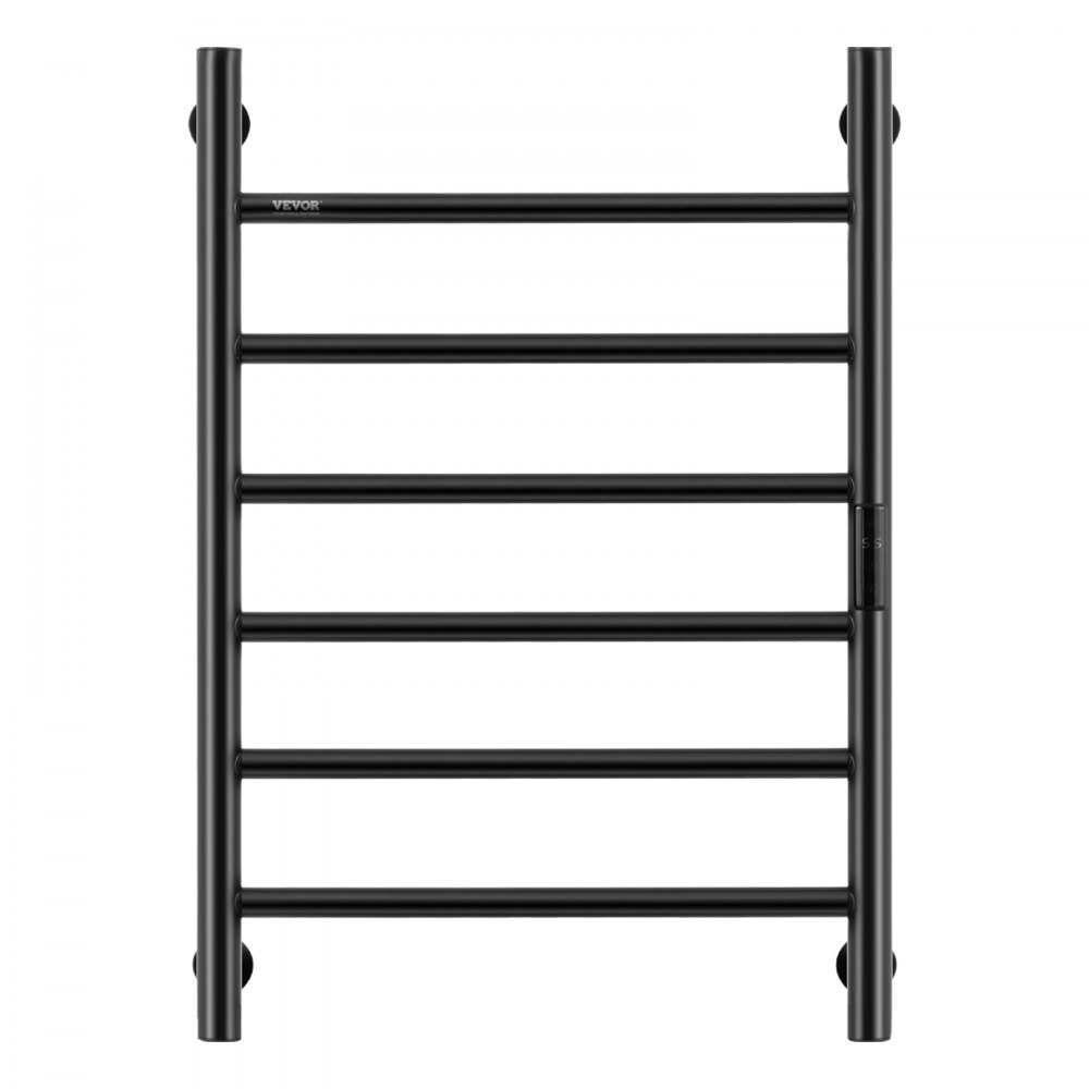 Toallero eléctrico de pared VEVOR con barra calefactora para baño - Nopwer, enchufable, negro mate, 6 barras