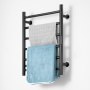 VEVOR - Toallero calefactable de pared para baño, 6 barras, resistente al agua IPX5, con temporizador y pantalla LED, temperatura ajustable en 5 niveles, color negro