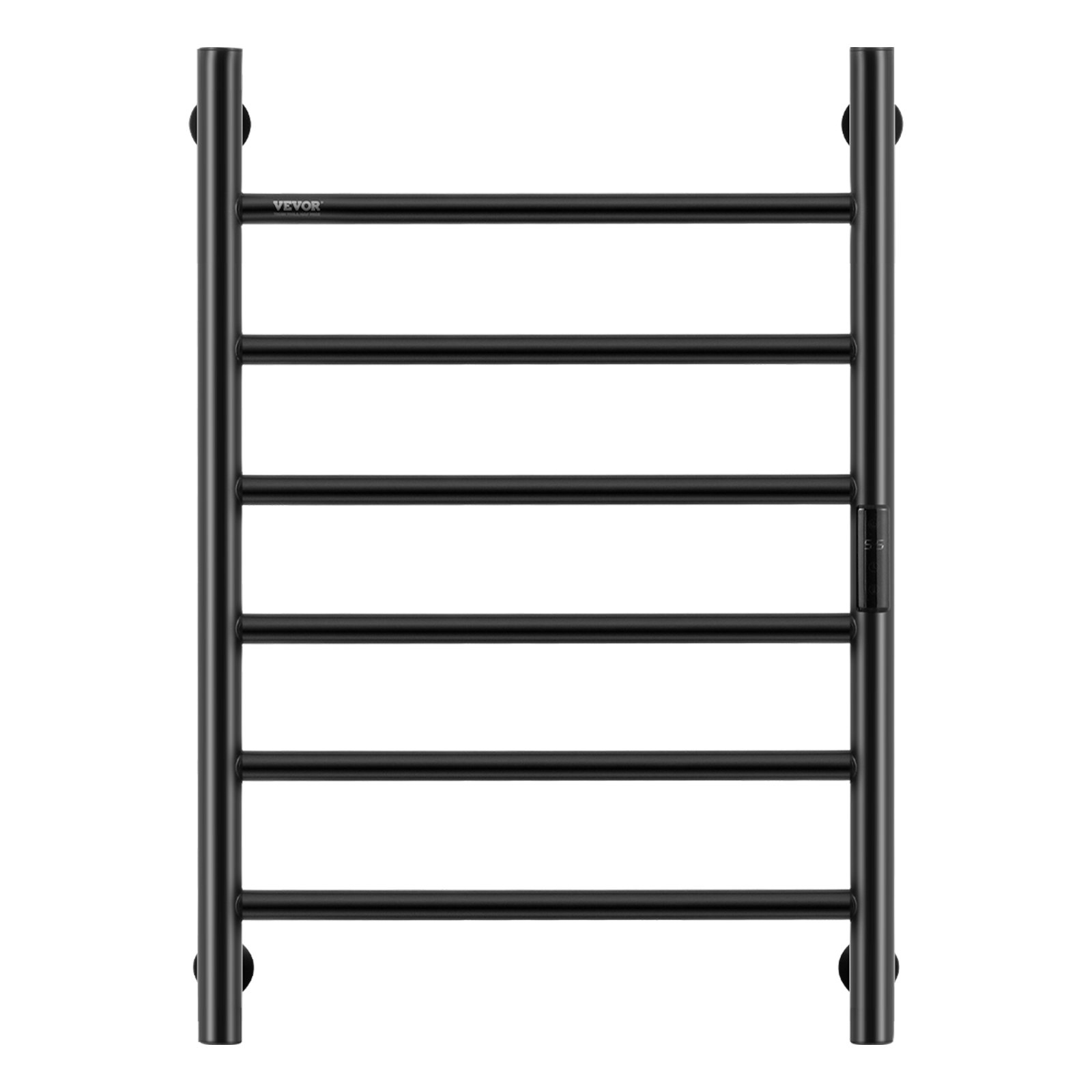 Toallero eléctrico de pared VEVOR con barra calefactora para baño - Nopwer, enchufable, negro mate, 6 barras