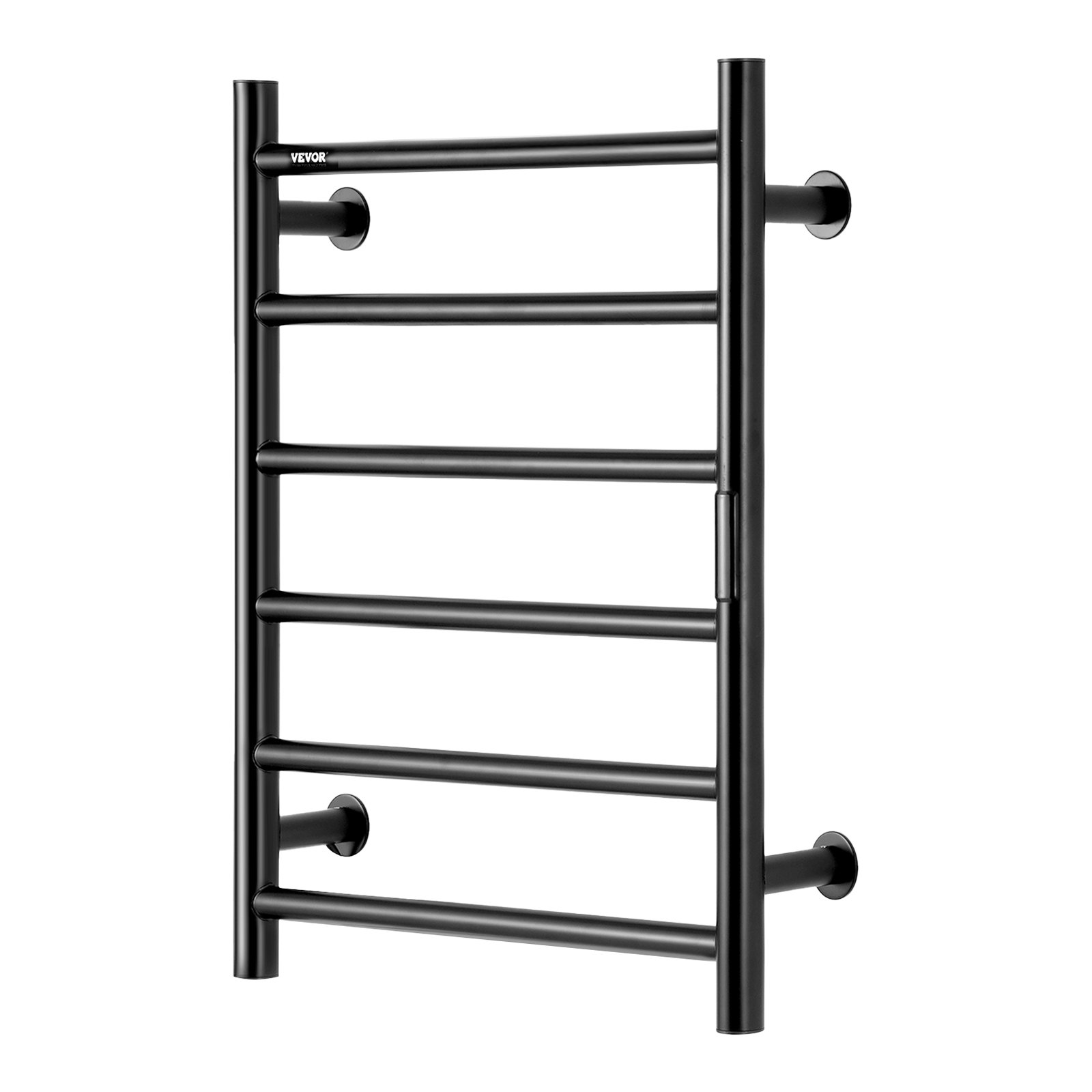 Toallero eléctrico de pared VEVOR con barra calefactora para baño - Nopwer, enchufable, negro mate, 6 barras