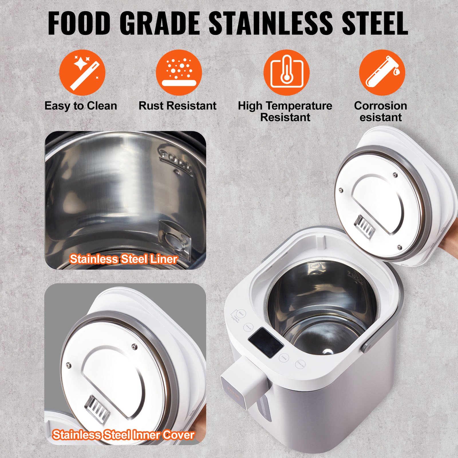 Dispensador de agua caliente VEVOR, hervidor y calentador de agua ajustable con 11 temperaturas, calentador de agua de encimera de acero inoxidable 304, con pantalla LCD y bloqueo para niños, para té, café y fórmula para bebés, 3 l/102 oz