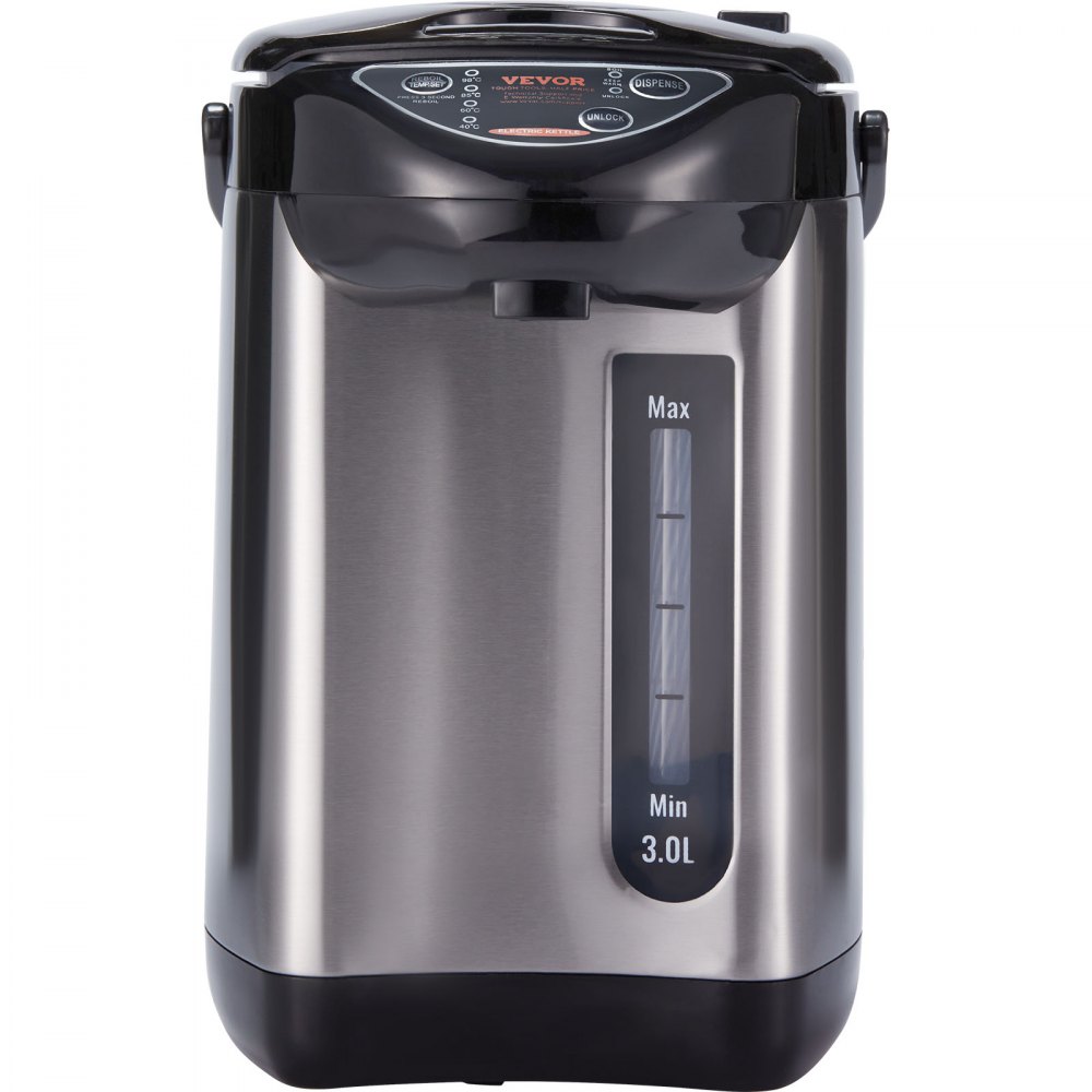 Dispensador de agua caliente VEVOR, hervidor y calentador de agua ajustable de 4 temperaturas, calentador de agua de encimera de acero inoxidable 304, dispensador de 3 vías para té, café y fórmula para bebés, 3 l/102 oz