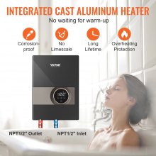 VEVOR Calentador de agua instantáneo, caldera de agua eléctrica sin tanque de 13,8 kw, pantalla digital de temperatura y fácil instalación y suministro de agua las 24 horas, para cocina, baño, ducha, centro comercial, salón, champú, certificación ETL