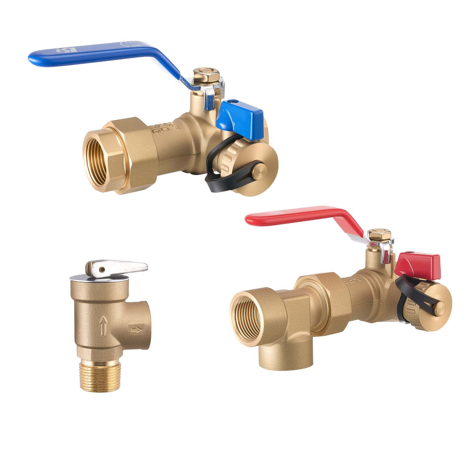 Kit de calentador de agua VEVOR, kit de reparación de plomería de agua fría y caliente de 3/4 de pulgada con válvulas de aislamiento WOG 600, válvula de alivio de presión, manguera de gas de doble capa, compatible con la mayoría de las marcas de calentadores de agua sin tanque.