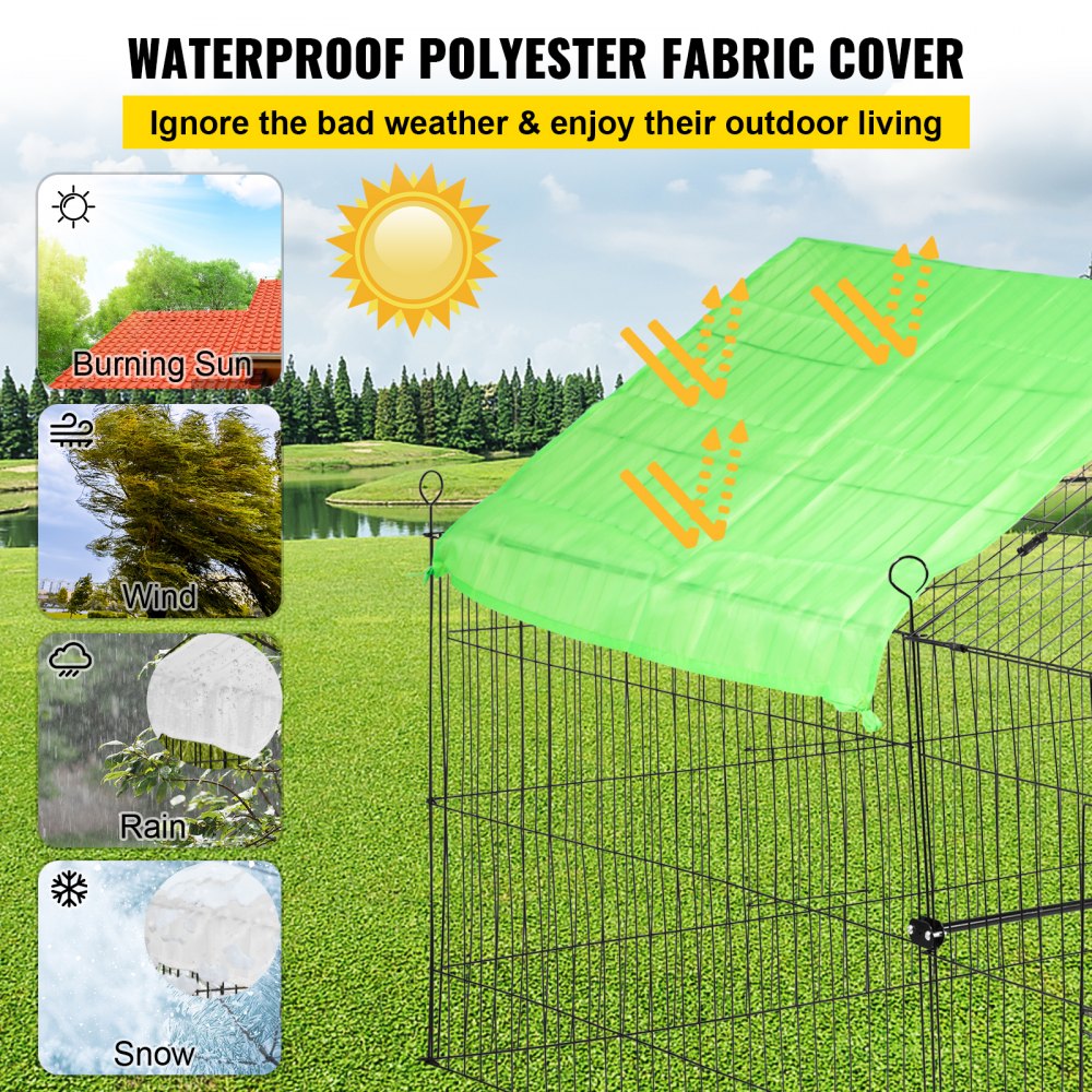 VEVOR Gallinero metálico grande de 180 x 76 x 76 cm, corral para conejos con cubierta impermeable y solar para exteriores, interiores, patios y granjas. Jaula para animales pequeños, pato, color negro.