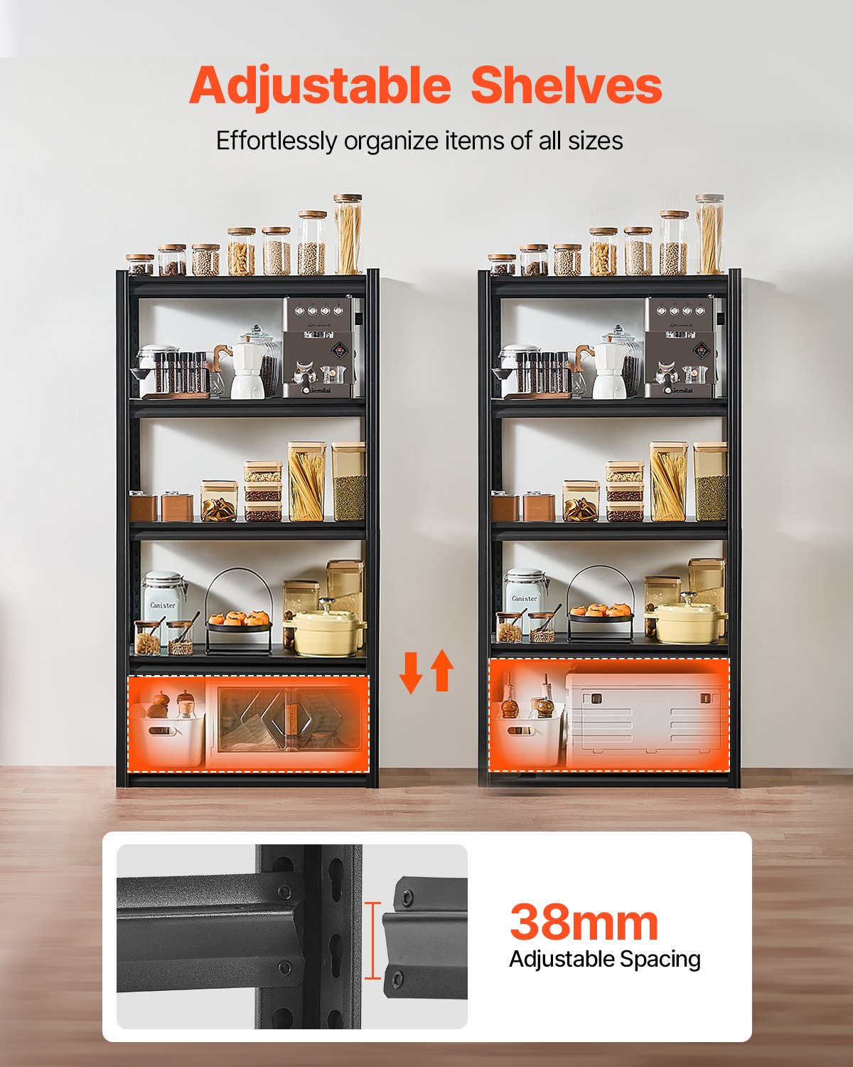 Estantes de almacenamiento de 16" de profundidad x 32" de ancho x 63" de alto Estanterías de almacenamiento de garaje de 5 niveles