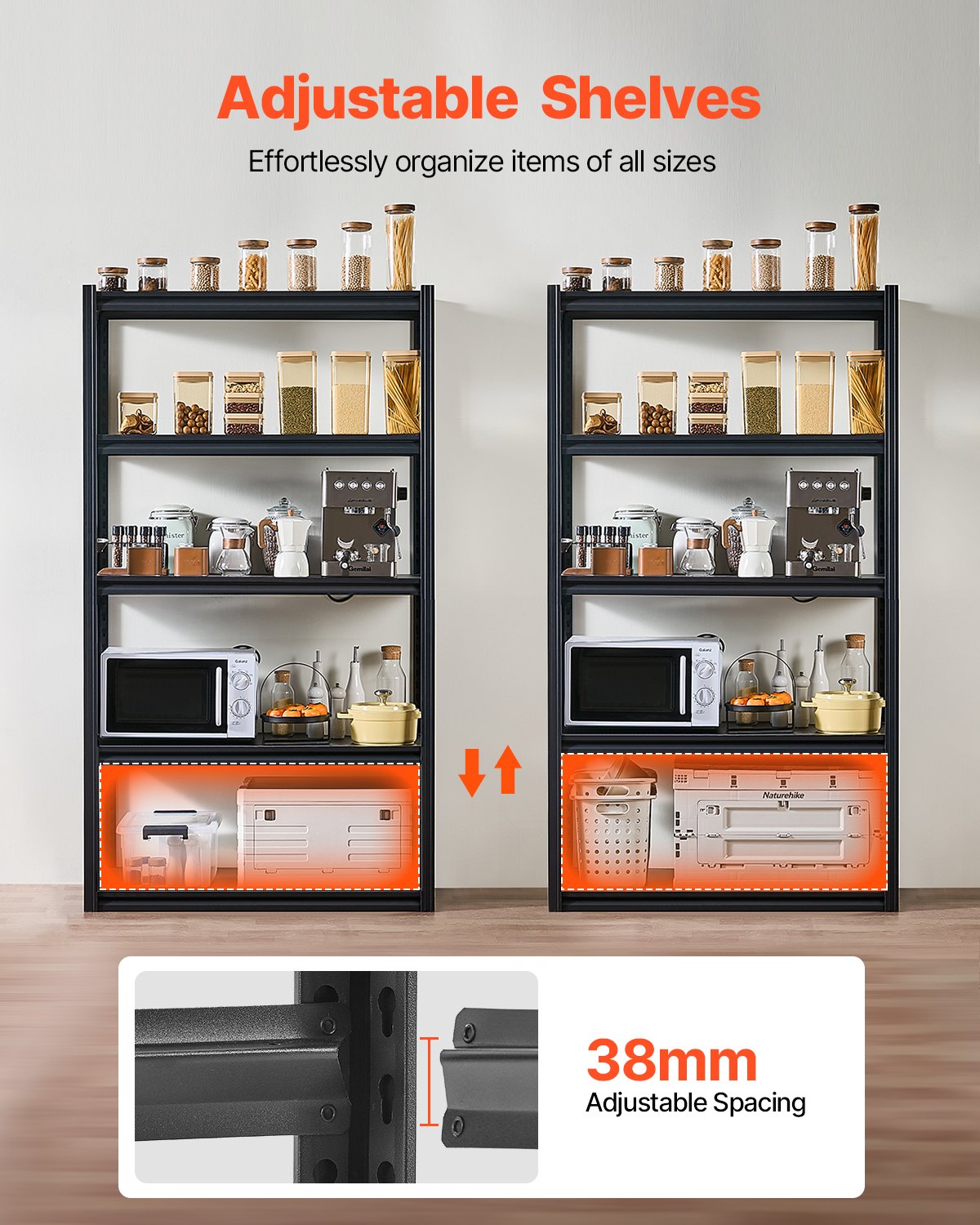 Estantes de almacenamiento de 18" de profundidad x 40" de ancho x 72" de alto Estanterías de almacenamiento de garaje de 5 niveles