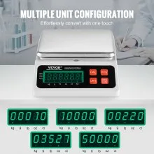 VEVOR Báscula de conteo industrial, 10 kg x 0,1 g, báscula digital para piezas y monedas, unidades g/kg/lb/oz/ct, báscula electrónica de gramos, báscula de conteo de inventario, báscula de conteo de joyas de cocina con pantalla LED