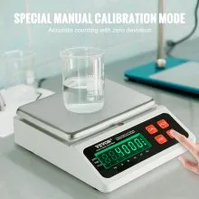 VEVOR Báscula de conteo industrial, 10 kg x 0,1 g, báscula digital para piezas y monedas, unidades g/kg/lb/oz/ct, báscula electrónica de gramos, báscula de conteo de inventario, báscula de conteo de joyas de cocina con pantalla LED