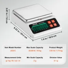 VEVOR Báscula de conteo industrial, 10 kg x 0,1 g, báscula digital para piezas y monedas, unidades g/kg/lb/oz/ct, báscula electrónica de gramos, báscula de conteo de inventario, báscula de conteo de joyas de cocina con pantalla LED