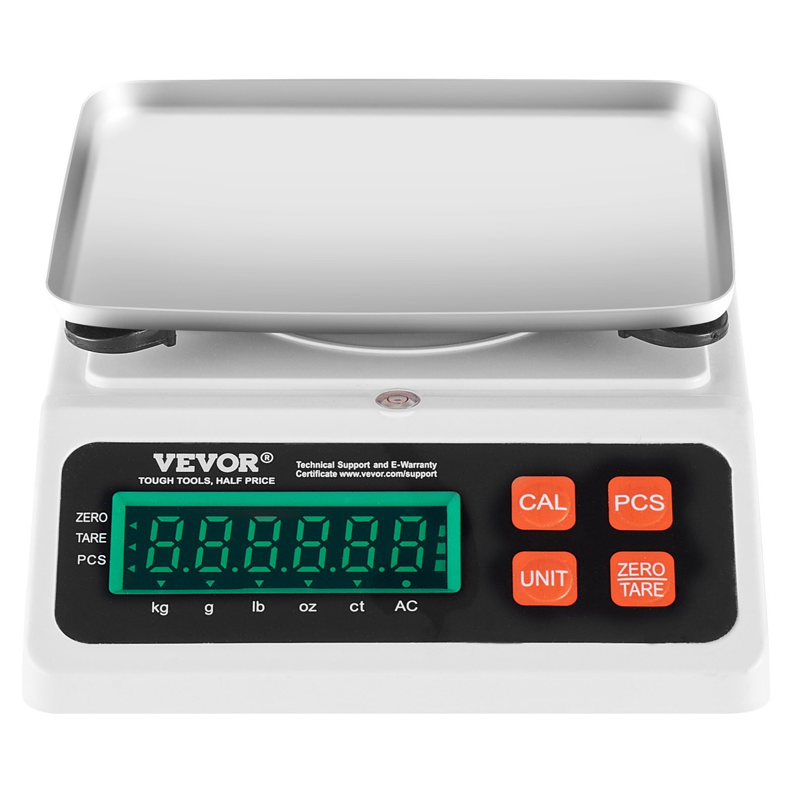 Báscula contadora industrial VEVOR con pantalla LCD y botones de control para una medición de peso precisa.
