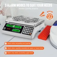 VEVOR Báscula de conteo industrial, 15 kg x 0,5 g, báscula digital para piezas y monedas, unidades g/kg/lb, báscula electrónica de gramos, báscula de conteo de inventario, báscula de joyería de cocina con puerto RS232 y 3 pantallas LCD