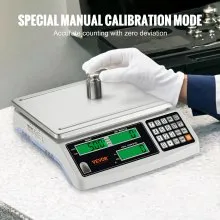 VEVOR Báscula de conteo industrial, 15 kg x 0,5 g, báscula digital para piezas y monedas, unidades g/kg/lb, báscula electrónica de gramos, báscula de conteo de inventario, báscula de joyería de cocina con puerto RS232 y 3 pantallas LCD