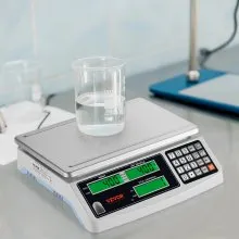 VEVOR Báscula de conteo industrial, 15 kg x 0,5 g, báscula digital para piezas y monedas, unidades g/kg/lb, báscula electrónica de gramos, báscula de conteo de inventario, báscula de joyería de cocina con puerto RS232 y 3 pantallas LCD